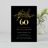 Floral 60e anniversaire Gold Foil Invitation (Debout devant)