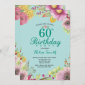 Floral 60e anniversaire Invitation pour les femmes (Devant / Derrière)