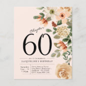 Floral 60th Birthday Budget Invitation Flyer (Voorkant)