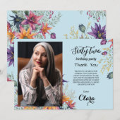 Floral 62e anniversaire carte de remerciements (Devant / Derrière)