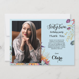 Floral 62e anniversaire carte de remerciements