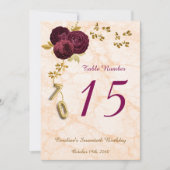 Floral 70 Birthday, Gold Foil Balloon Table Number Feestdagenkaart (Voorkant)