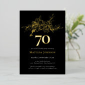 Floral 70e anniversaire Gold Foil Invitation (Debout devant)