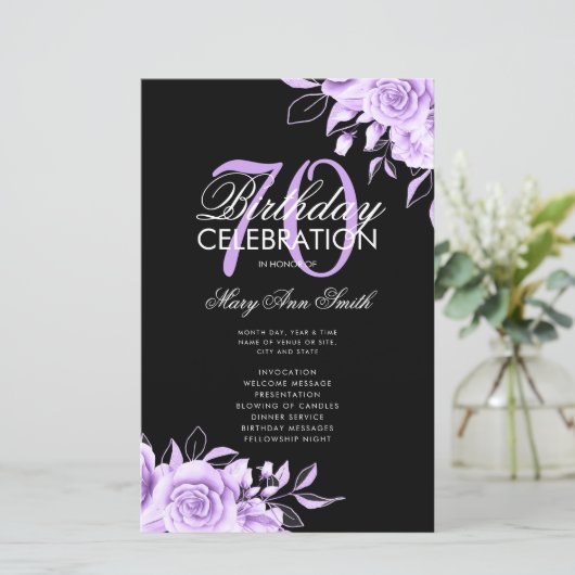 Floral 70e Anniversaire Programme Purple Black ave (Debout devant)