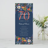 Floral 70e verjaardag programma Dank u Navy (Staand voorkant)