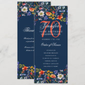 Floral 70e verjaardag programma Dank u Navy (Voorkant / Achterkant)