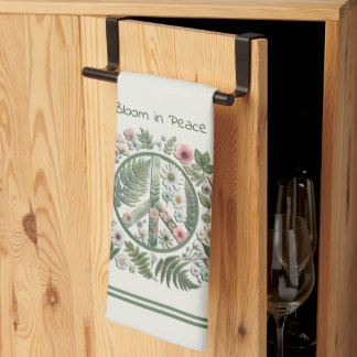 Floral 70's Retro "Bloom in Peace" teken Theedoek