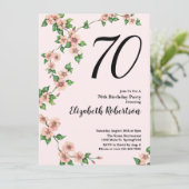 Floral 70th Birthday Invitation in Blush Pink (Debout devant)