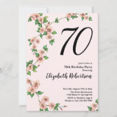 Floral 70th Birthday Invitation in Blush Pink (Devant)