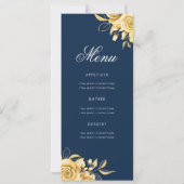 Floral 70th Birthday Program Gold & Navy met menu Kaart (Achterkant)