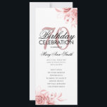 Floral 70th Birthday Programme Rose Gold Menu<br><div class="desc">Design élégant "Programme de fête d'anniversaire" avec arrangement floral en or Rose avec texte personnalisé.</div>