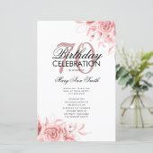 Floral 70th Birthday Programme Rose Gold Menu (Debout devant)