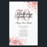 Floral 70th Birthday Programme Rose Gold Menu<br><div class="desc">Design élégant "Programme de fête d'anniversaire" avec arrangement floral en or Rose avec texte personnalisé.</div>