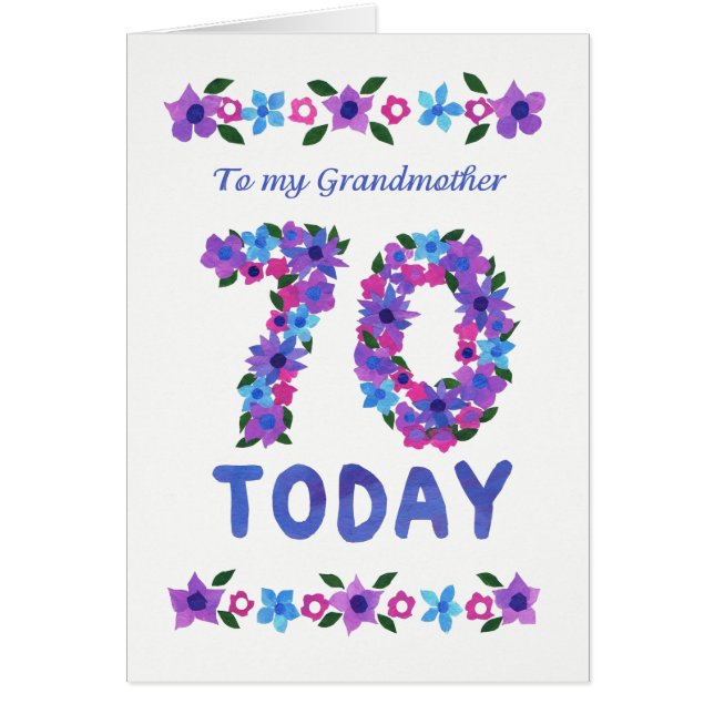  Floral 70th Birthday, voor oma (Voorkant)