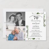 Floral 70th Wedding Jubileum Toen & Nu 2 Foto Kaart (Voorkant)