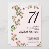 Floral 71ème anniversaire Invitation en rose (Devant)