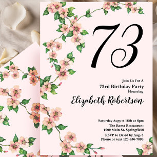 Floral 73ème anniversaire Invitation en rose
