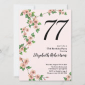 Floral 77e anniversaire Invitation en rose (Devant)