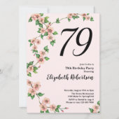 Floral 79e anniversaire Invitation en rose (Devant)