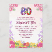 Floral 80e anniversaire invitation 80 ans élégant (Devant)