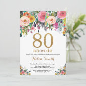 Floral 80e anniversaire Invitation Parties scintil (Debout devant)