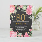 Floral 80e anniversaire Invitation Parties scintil (Debout devant)