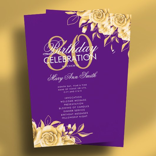 Floral 80e Anniversaire Programme Gold & Purple av