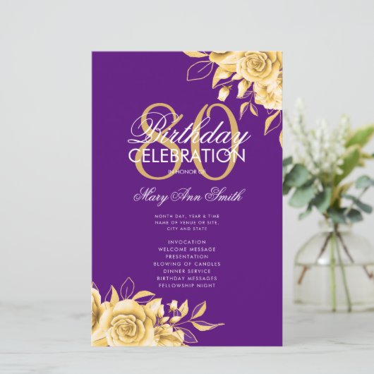 Floral 80e Anniversaire Programme Gold & Purple av (Debout devant)