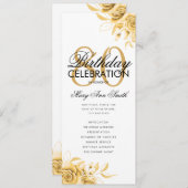 Floral 80e Anniversaire Programme Or avec Menu (Devant / Derrière)