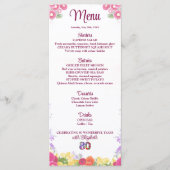 Floral 80th Birthday Menu Card élégant 80 ans (Devant)