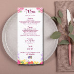 Floral 80th Birthday Menu Card élégant 80 ans<br><div class="desc">Floral 80th Birthday Menu Card élégant 80 ans. Fêtez une étape spéciale avec cette carte de menu élégante et personnalisable, idéale pour une fête de 80e anniversaire. La partie avant comporte des sections joliment conçues pour les entrées, les entrées, les desserts et les boissons. L'arrière offre un message chaleureux mais...</div>