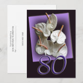 Floral 80th Birthday Party Invitation Kaart (Voorkant / Achterkant)