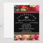 Floral 80th Birthday Party Invitation Kaart (Voorkant / Achterkant)