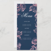 Floral 80th Birthday Programme Rose Gold Navy Menu (Dos)