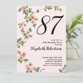 Floral 87th Birthday Invitation in Blush Pink (Debout devant)