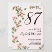Floral 87th Birthday Invitation in Blush Pink (Devant)