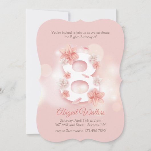 Floral 8 Invitation d'anniversaire (Devant)
