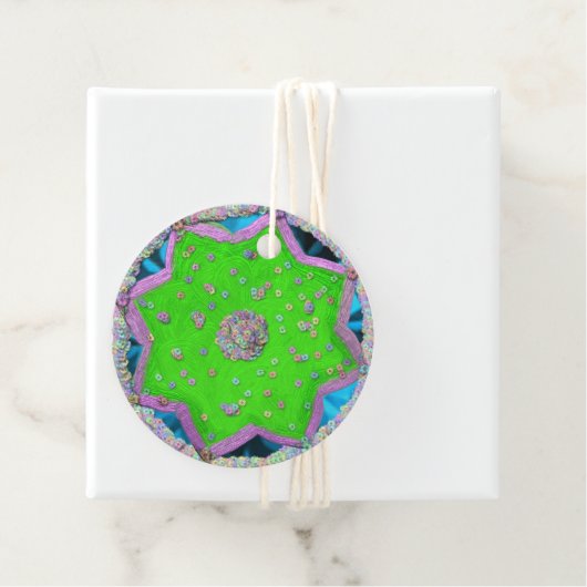 Floral 8-puntige ster Eid Bedankjes Labels (In situ)