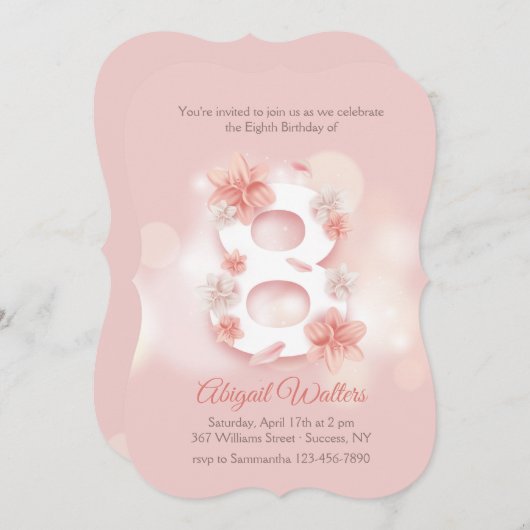 Floral 8 uitnodiging (Voorkant / Achterkant)