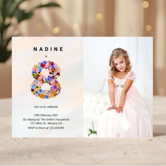 Floral 8e anniversaire Invitation Printemps Style