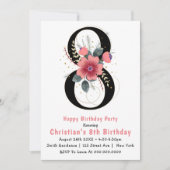 Floral 8e typographie Invitations d'anniversaire (Devant)