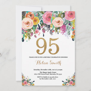 Floral 95e anniversaire Invitation Parties scintil