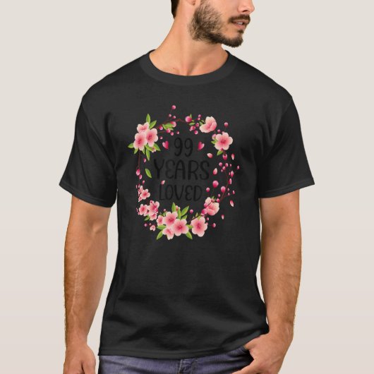 Floral 99 jaar oude 99e verjaardag vrouwen 99 jaar t-shirt (Voorkant)