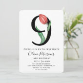 Floral 9e anniversaire avec invitation photo perso (Debout devant)