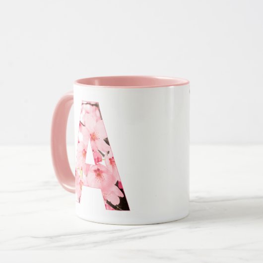 Floral A Initial Mug | Personalized Name & Traits Mok (Voorkant links)