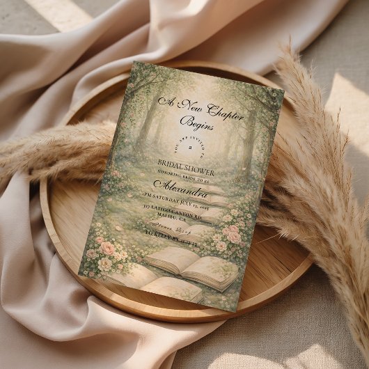 Floral A New Chapter Bridal Shower Kaart