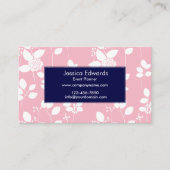 Floral Aangepast Roze Blauw Visitekaartje Plaatskaartje (Voorkant)