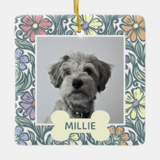  Floral Aangepaste Dog Foto Keramisch Ornament