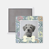 Floral Aangepaste Dog Foto Magneet (Voorkant / Achterkant)