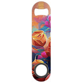 Floral Abstract Art Orange Red Blue Flowers (Dos)